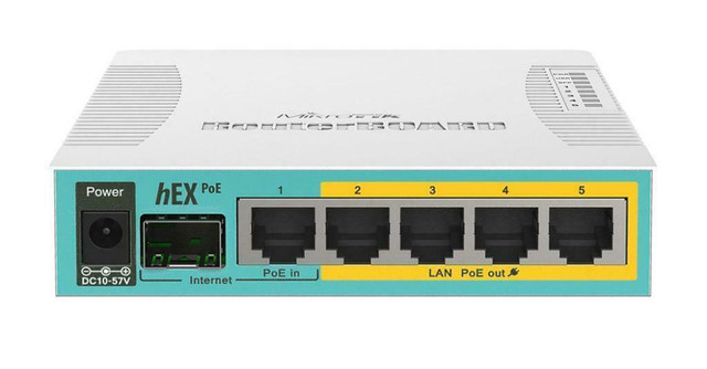 MikroTik hEX POE (5x 1Gb ethernet ports, 4x PoE out ports, 1x SFP port) in Networking
