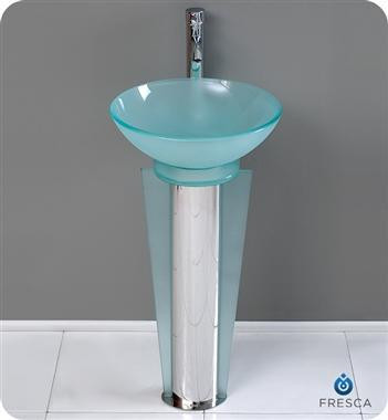 Vitale 16.5 Inch Modern Glass Bathroom Pedestal in Cabinets & Countertops - Image 2
