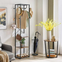 17 Stories Coat Rack With Shelves, Freestanding Hall Tree With 3 Shelves And 8 Hooks, Industrial Clothes Stand For Entry