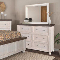 Sunset Trading Sunset Trading Rustic French 6 Drawer Double Dresser | Distressed White And Brown Solid Wood