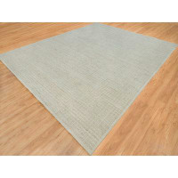 Isabelline 12'x14'9" Shadow White Plain Decor Modern Box Design Loom Knotted Pure Wool Oversized Rug 6396931DDC664841BBA