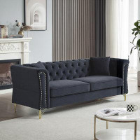 House of Hampton 3 Seater Chesterfield Sofa Tufted with metal foot and Nailhead for Living Room