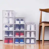 Farm on table Foldable Clear Sneaker Display Box, Stackable Storage Bins Shoe Container Organizer