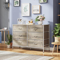 Ebern Designs Versatile Greige Fabric Dresser - TV Stand, Sufficient Storage, Sturdy Structure, Easy Assembly