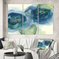 Made in Canada - East Urban Home 'Blue Floral Poppies III' Painting Multi-Piece Image on Wrapped Canvas