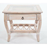 Bay Isle Home™ Presley Glass End Table with Drawer