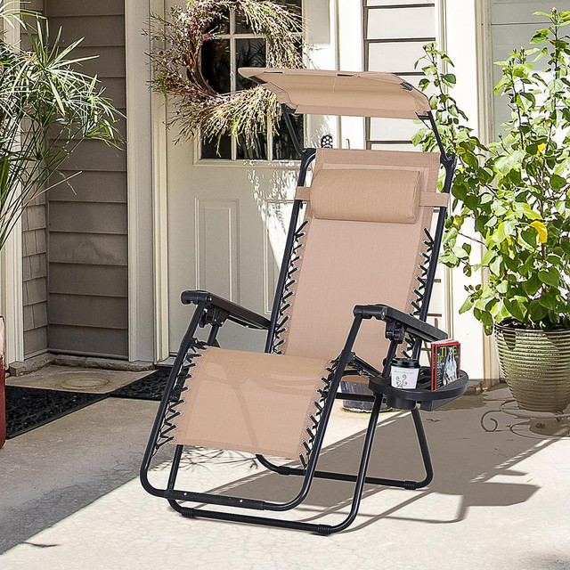 Zero Gravity Chair 35.5" x 26.5" x 43.25" Beige in Patio & Garden Furniture