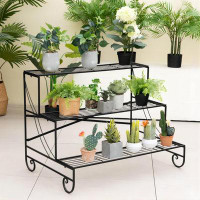 Red Barrel Studio 3 Tier Mental Plant Stand With Grid Shelf