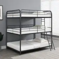 Wenty Furniture   Triple Bunk Bed, FULL/FULL/FULL, Black