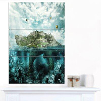 Made in Canada - Design Art 'Island-Like Large Fantasy Turtle' 3 Piece Graphic Art on Wrapped Canvas Set