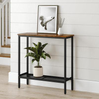 17 Stories Small Console Table With Metal Shelf, 9.8" Dx29.6 Wx29.6 H 2- Tier Narrow Entryway Table Behind Sofa, Entry T