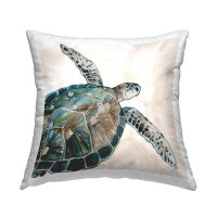 East Urban Home Beige Aquatic Sea Turtle Printed Throw Pillow Design By Carol Robinson