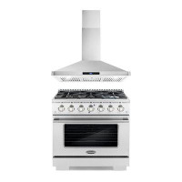 Cosmo 2 Piece Kitchen Package With 36" Freestanding Gas Range & 36" Wall Mount Range Hood