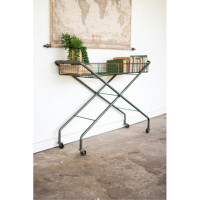17 Stories Rabon Rolling Metal Basket Console Table