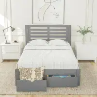 Red Barrel Studio Full Size Platform Bed With Drawers, White