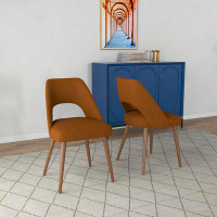 Wade Logan Arinori Aneita Upholstered Solid Wood Side Chair In Orange