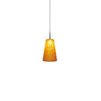 Bruck Lighting Bling 2 - Pendant - LED - 4" Kiss Canopy - Matte Chrome Finish - Amber Glass Shade