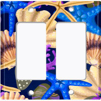 WorldAcc Metal Light Switch Plate Outlet Cover (Star Fish Deep Ocean Clam Coral Blue  - Single Toggle)