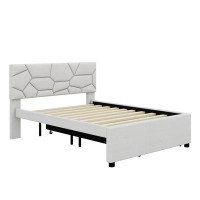 Latitude Run® Queen Size Upholstered Platform Bed With Brick Pattern Headboard