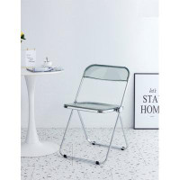 Inbox Zero RED Clear Transparent Folding Chair Chair Pc Plastic Living Room Seat