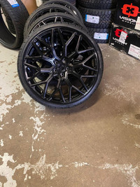 FOUR NEW 22 INCH VOSSEN HF7 REPLICA 5X112 WITH 255 30 R22 AND 295 25 R22 TIRES $2499   RIMS  22X9.5  5X112  66.6  MERCED