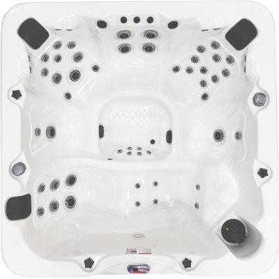 American Spas American Spas 6-Person 56-Jet Acrylic Square Hot Tub with Ozonator and Built-In Speaker in Smoke in Hot Tubs & Pools