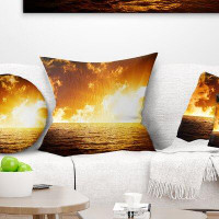 Made in Canada - East Urban Home Seascape Fiery Sunlight in Beach During Sunset Pillow