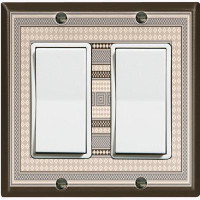 WorldAcc Metal Light Switch Plate Outlet Cover (Geometric Pattern Gray - Double Rocker)