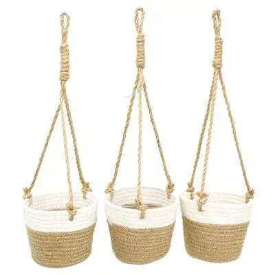 Bayou Breeze Cotton Rope Hanging Round Planter Baskets Set/3
