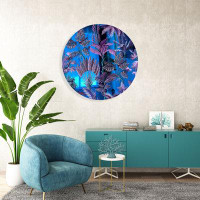 UniQstiQ Purple Palm Leaves Mirrored Acrylic Circles