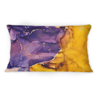 East Urban Home Purple And Gold Luxury Abstract Fluid Art II - Modern Printed Throw Pillow 12" x 20"