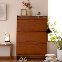 Eden Rim 51.18"H vintage colour cherry wood Solid Wood Shoe Storage Cabinet