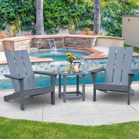 Rosecliff Heights Eloi High - Density Polyethylene (HDPE) Adirondack Chair with Table