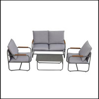 Ebern Designs 4-Piece Outdoor Patio Furniture Sets, Patio Conversation Set