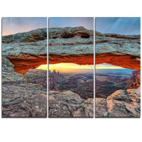 Design Art Sunrise at Mesa Arch in Canyon lands - 3 Piece Graphic Art on Wrapped Canvas Set