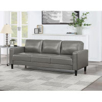 Ebern Designs Upholstered Track Arm Faux Leather Sofa Grey