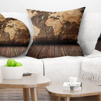Made in Canada - East Urban Home Vintage Map with Wooden Floor Pillow