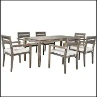Wildon Home® U_Style  Acacia Wood Outdoor Dining Table And Chairs Suitable For Patio, Balcony Or Backyard