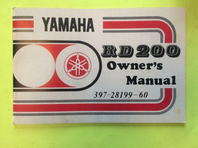 1973 Yamaha RD200 Owners Manual in Motorcycle Parts & Accessories in Winnipeg