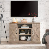 Gracie Oaks Farmhouse Classic Media TV Stand Antique Entertainment Console For TV Up To 50" With Open And Closed Storage