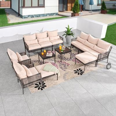 Bayou Breeze Aalaysia 12-Piece Outdoor Wicker Conversation Set in Patio & Garden Furniture