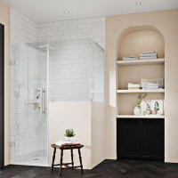 Ove Decors OVE Decors Endless TP0194401 Tampa-Pro, Buttress Corner Frameless Shower Door, 47 7/8 In. W X 72 In. H, In Bl