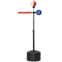BOXING SPEED TRAINER WITH STAND, REACTION BAR CHALLENGE, REFLEX BAG, 64-81IN ADJUSTABLE HEIGHT, RED AND BLUE