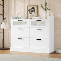 Ebern Designs 6 Drawer Double Dresser, White