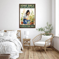 Trinx Girls Just Born With Plants - 1 Piece Rectangle Graphic Art Print On Wrapped Canvas