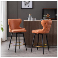 House of Hampton Counter Height 25" Modern Leathaire Fabric Bar Chairs,180° Swivel Bar Stool Chair For Kitchen,Tufted Go