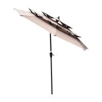 Arlmont & Co. 9ft 3-tiers Outdoor Patio Umbrella With Crank And Tilt And Wind Vents For Garden Deck Backyard Pool Shade