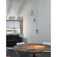Bover Drip - S/03L LED Dimmable Pendant - TRIAC Dimmable - Ebony Black Frame - Blue Glass Shade