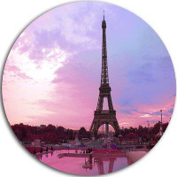 Made in Canada - Design Art 'Eiffel Tower in Purple Tone' Photographic Print on Metal