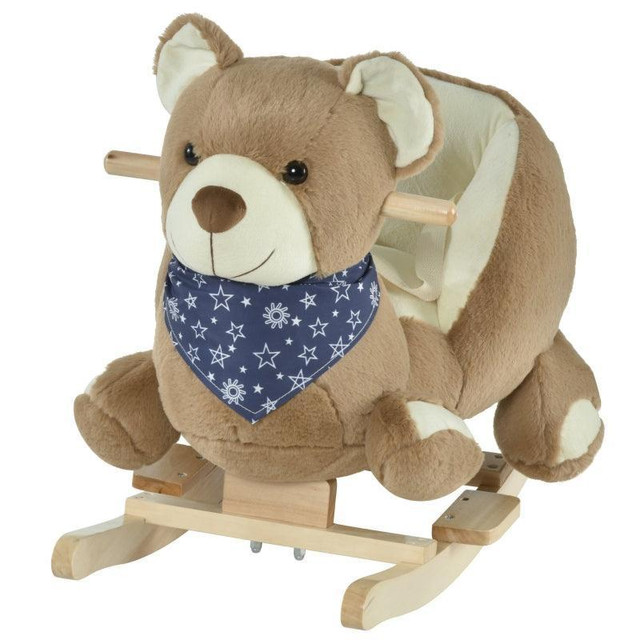 KIDS RIDE-ON ROCKING HORSE TOY BEAR STYLE ROCKER WITH FUN MUSIC &amp; SOFT PLUSH FABRIC FOR CHILDREN 18-36 MONTHS in Toys & Games - Image 3
